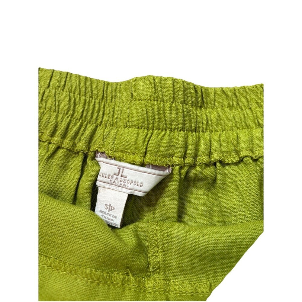 Jules & Leopold Pants Pull On Linen Blend Wide Leg Lime Flat Front Pockets SMALL - Picture 6 of 7